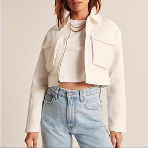 Abercrombie cropped tweed shirt jacket